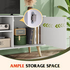 Wlive Tv Stand For 55 Inch Tvs, Entertainment Center With Storage Cabinet, Mid-Century Tv Stands For Living Room And Bedroom, 50' Tv Console, White