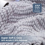 Bedsure Grey Throw Blanket For Couch - Knit Woven Chenille Blanket Versatile For Chair, 50 X 60 Inch, Super Soft Warm Decorative