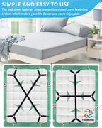 Fiboomerang Bed Sheet Straps - Crisscross Fitted Sheet Clips And Sheet Holder Elastic Bands Bedsheet Fasten Suspenders Grippers,