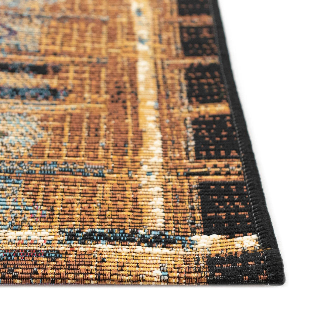 Liora Manne Marina Low Profile Durable Indoor/Outdoor Woven Rug- Tribal Stripe Gold 6'6' X 9'4'