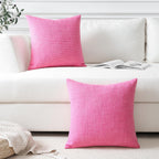 Otostar Linen Throw Pillow Covers Set Of 2 Decorative Square Pillowcases Cushion Covers 16X16 Inch For Home Decor Sofa Bedroom Car 40 X 40 Cm Rose Pink