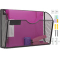 1 Pocket Mesh Wall File Holder Organizer Office Hanging File Folder Magazine Rack, Nametag Label Hooks Set Included (Black)