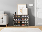 Homidec Shoe Rack, 4 Tier Shoe Storage Cabinet 16 Pair Plastic Shoe Shelves Organizer For Closet Hallway Bedroom Entryway Black