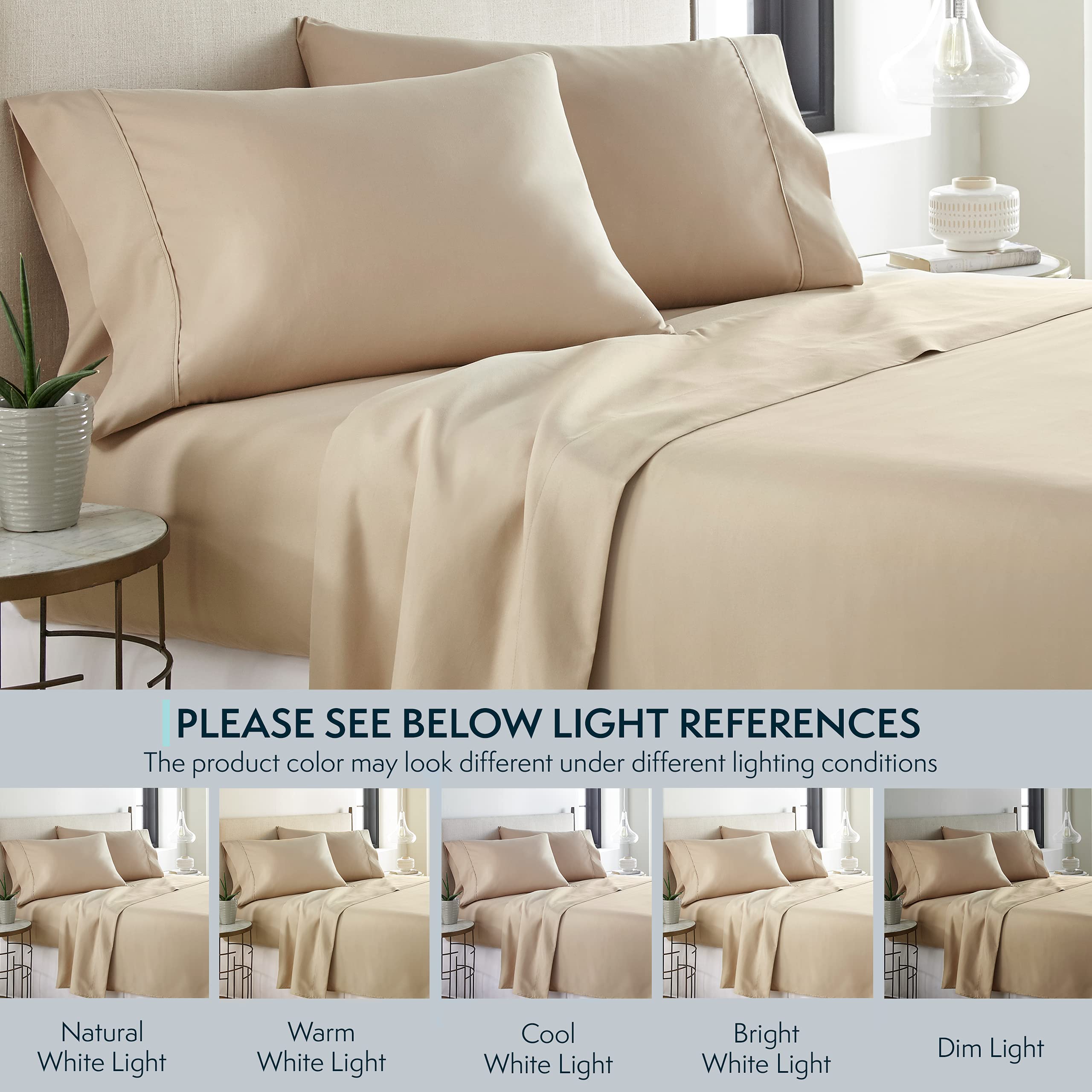 Hc Collection King Pillow Cases Set Of 2- Microfiber, Extra Soft Pillowcases - Easy Care & Machine Washable - Taupe