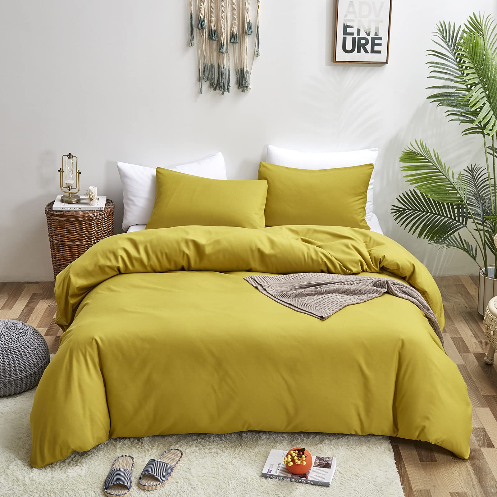 Clothknow Moss Green Comforter Sets Twin Chartreuse Bedding Comforter Set Green Comforter Soft Cozy Bed Bedding Yellow Bedding 3Pcs Comforter Sets