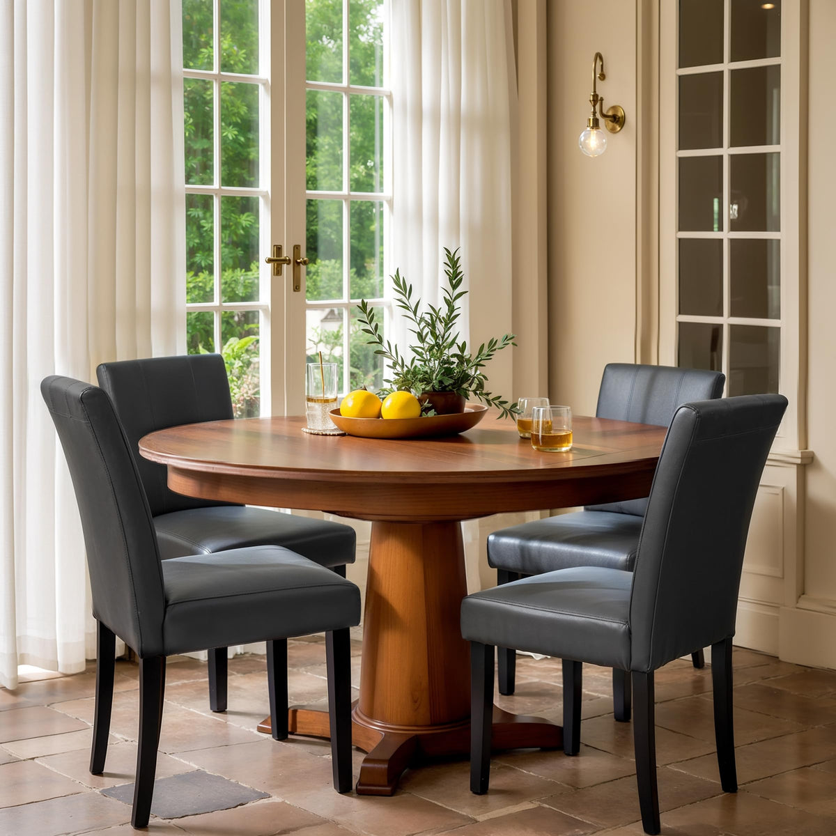 Chun Yi Dining Chairs Set Of 4, Faux Leather Dining Room Chairs, High Back Upholstered Parsons Chairs For Dining Room Kitchen Si