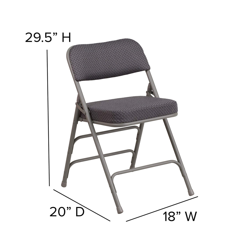 Flash Furniture HERCULES Series Premium Curved Triple Braced & Double Hinged Gray Fabric Metal Folding Chair