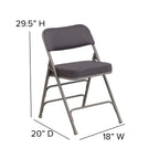 Flash Furniture HERCULES Series Premium Curved Triple Braced & Double Hinged Gray Fabric Metal Folding Chair