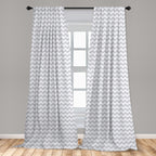 Ambesonne Grey And White Curtains, Chevron Pattern Zigzag Geometrical Arrow Lines Stripes Abstract Print, Window Treatments 2 Pa