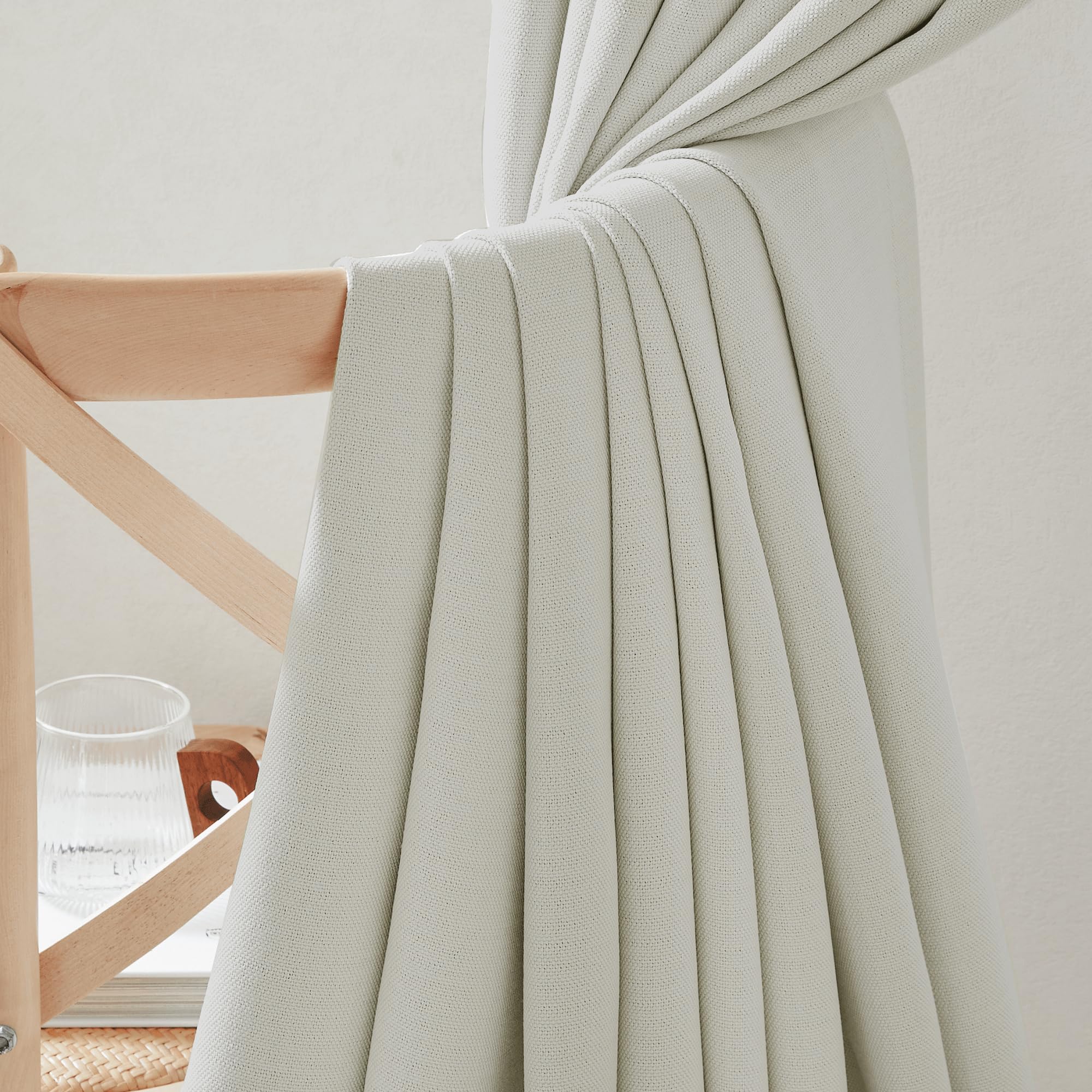 Nicetown Room Darkening Curtains 84 Inches Long Faux Linen For Bedroom 2 Panels, Pinch Pleated Light Blocking Thermal Insulated