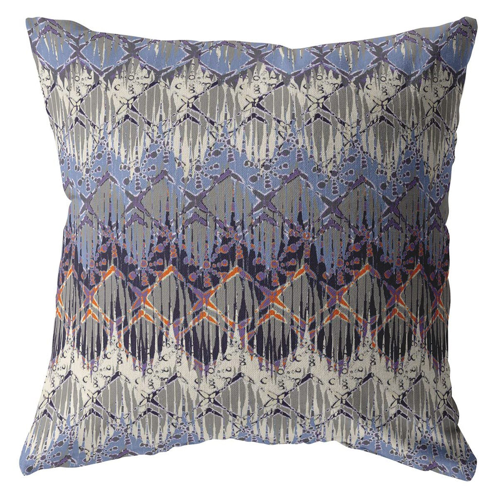 HomeRoots Muted Purple 16â€ Blue Gray Hatch Decorative Suede Throw Pillow