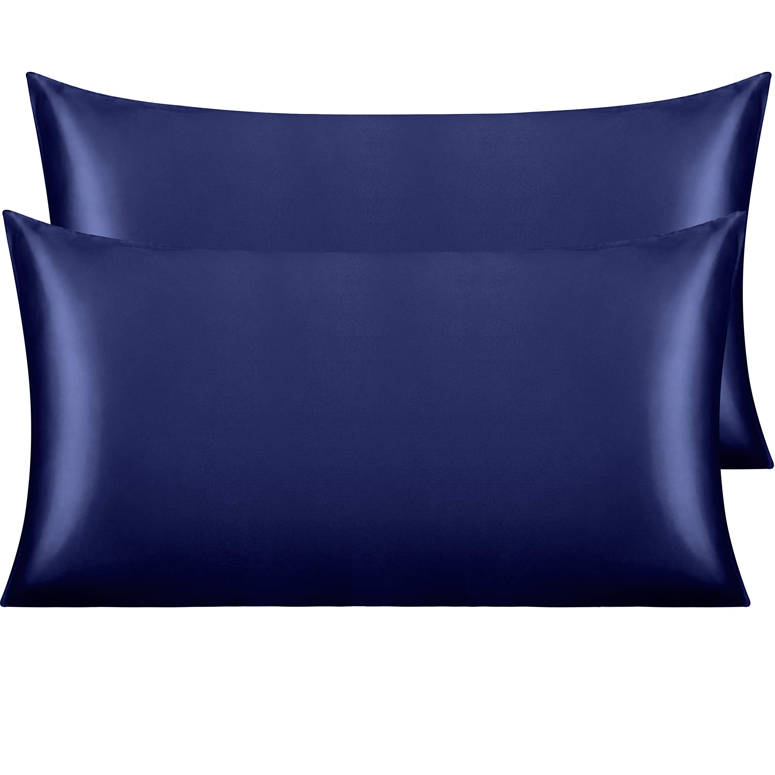 Ntbay 2 Pack Satin King Pillowcases For Hair And Skin, Luxurious And Silky Pillow Cases With Envelope Closure, 20X40 Inches, Navy Blue