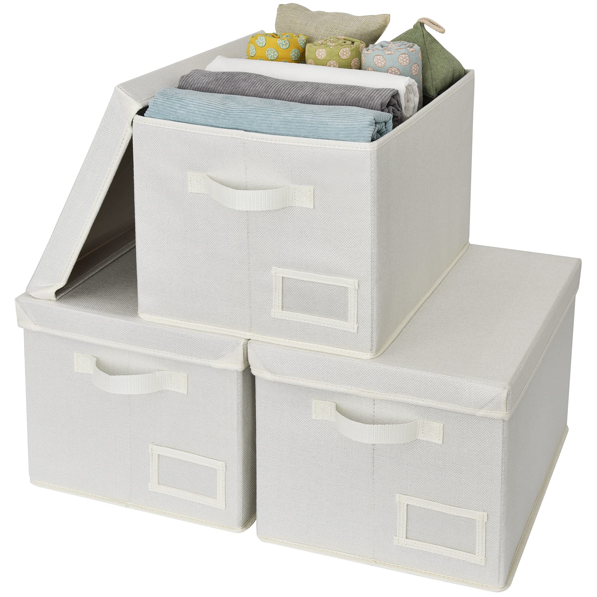 GRANNY SAYS Storage Baskets for Organizing, Linen Closet Shelf Organizers and Storage Containers with Label Holder, Large Storag