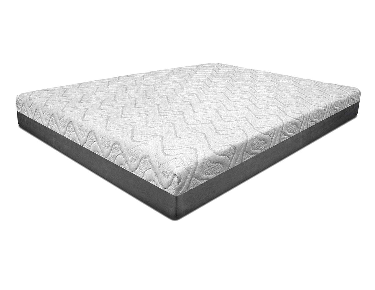 HomeRoots Eastern King Mattress in White and Gray Fabric - Foam, Memory Foam, Fabric, Metal Coil