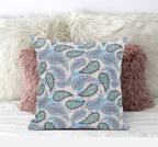 HomeRoots Peach Pink 20â€ Blue Green Boho Paisley Zippered Suede Throw Pillow