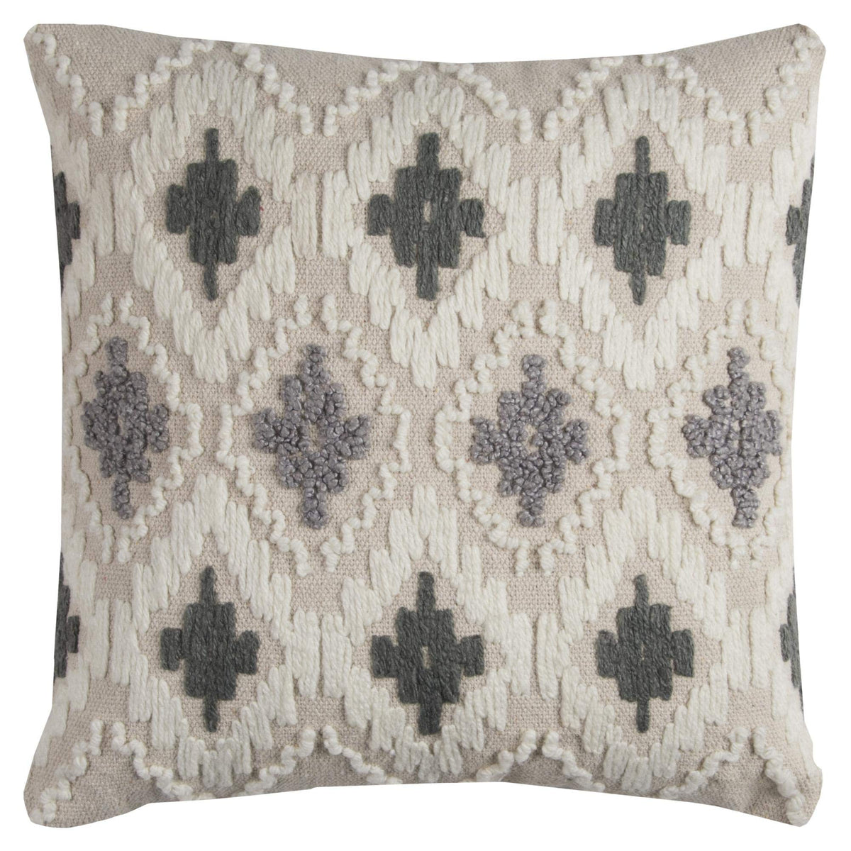 Rizzy Home | T11511 | 20&quot;x20&quot; Natural/Gray/White Decorative Pillow | Cover Only