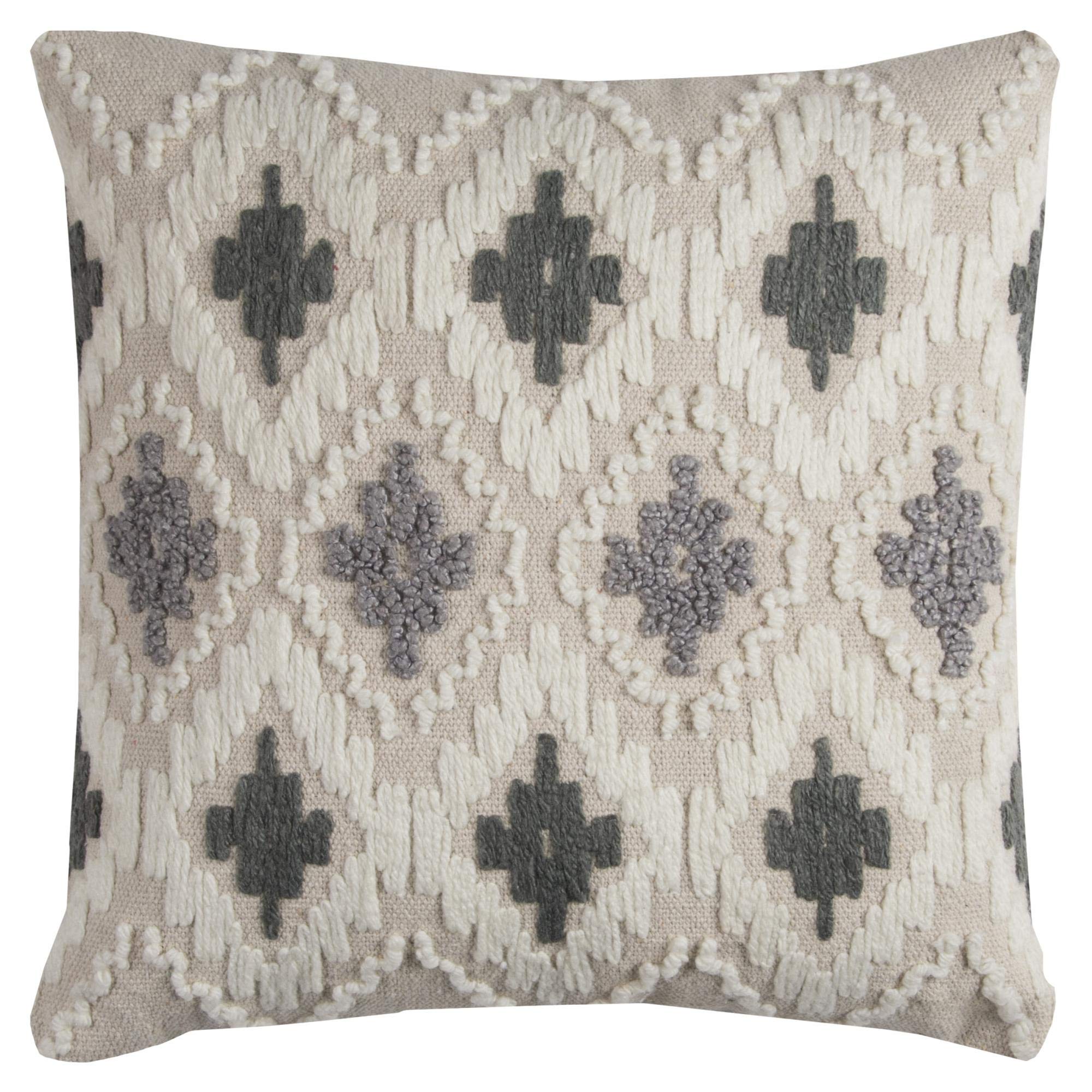 Rizzy Home | T11511 | 20"x20" Natural/Gray/White Decorative Pillow | Cover Only