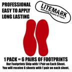 Litemark Durable Gloss Finish Red 9 Inch Medium Size Footprint Decal Vinyl Stickers | Great For Floors, Ceilings, Walls, And Mos