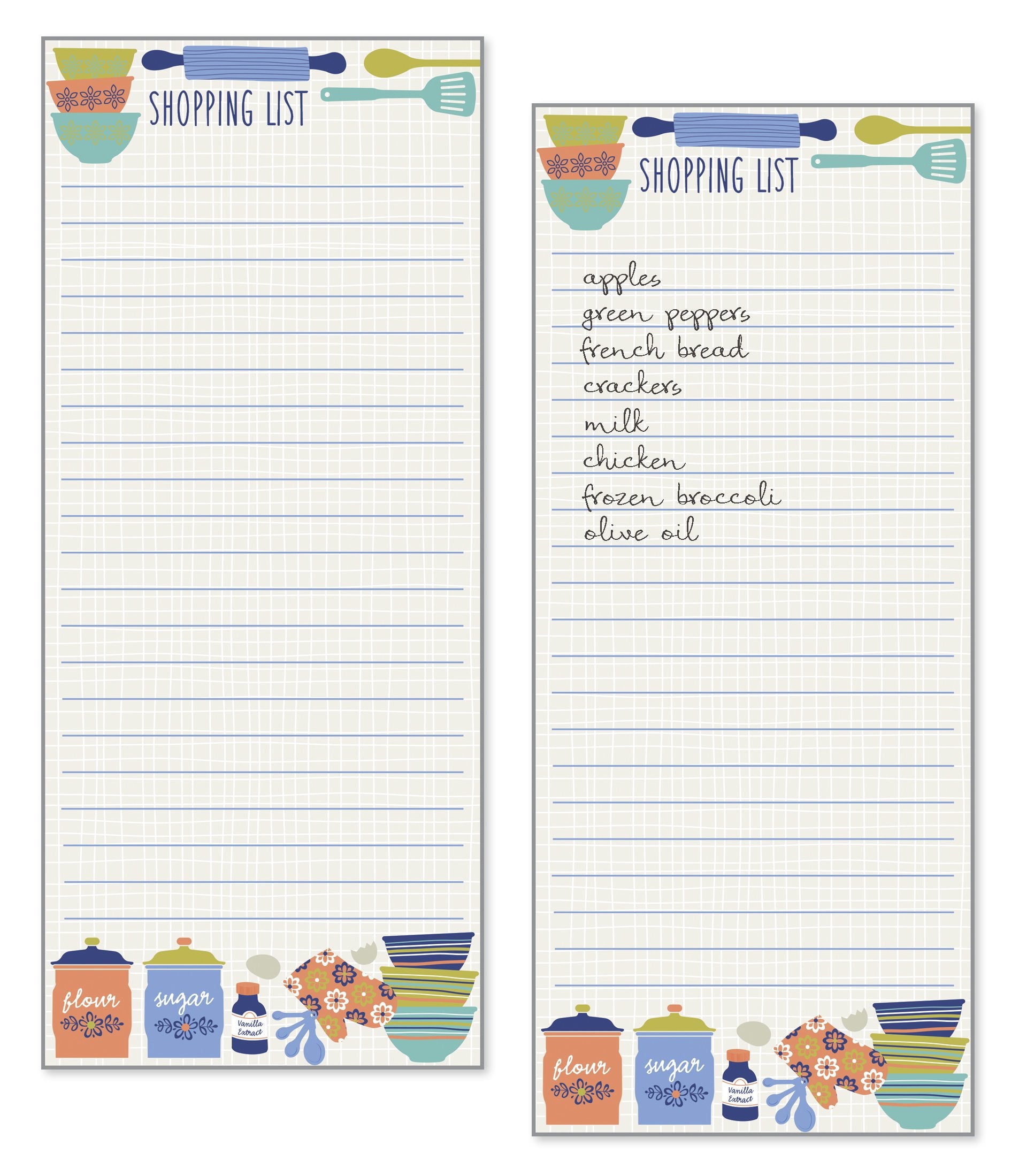 Set Of 2- Kitchen Design List Pad, Fridge Pad, Notepad, Shopping List With Attachable Magnet