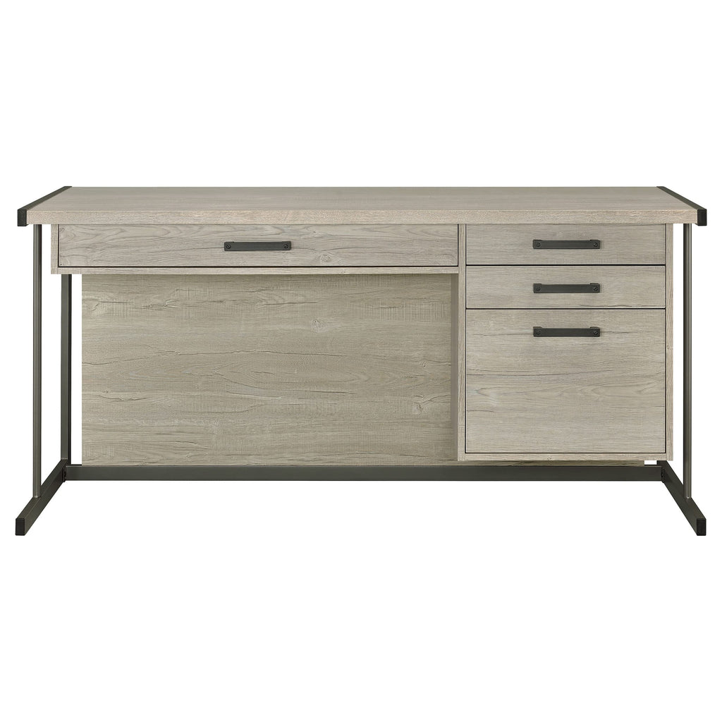 Coaster Home Furnishings Loomis 4-Drawer Rectangular Office Desk Whitewashed Grey and Gunmetal