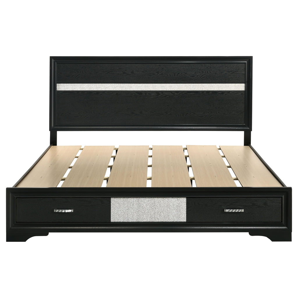 Coaster Home Furnishings Miranda Contemporary Wood California King Size Storage Panel Bed Frame 50-inch Headboard Black 206361KW