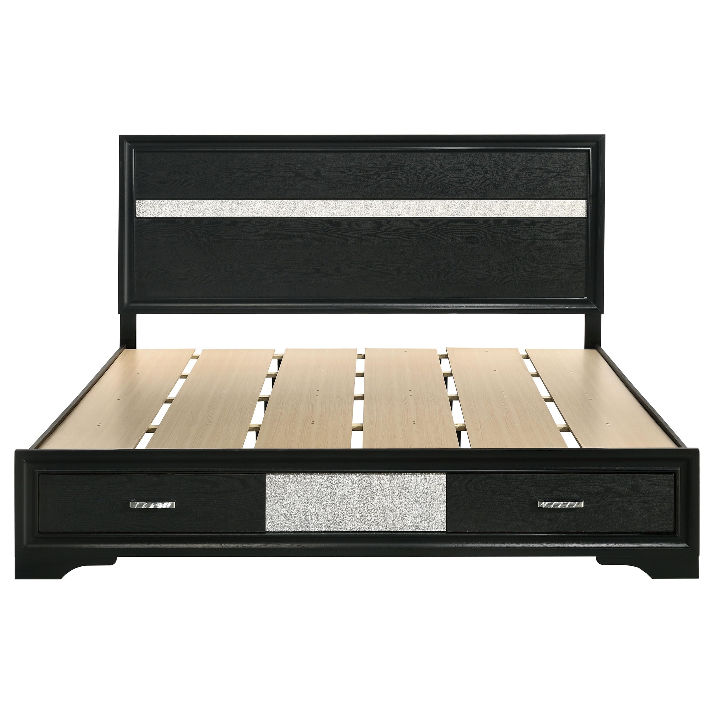Coaster Home Furnishings Miranda Contemporary Wood California King Size Storage Panel Bed Frame 50-inch Headboard Black 206361KW