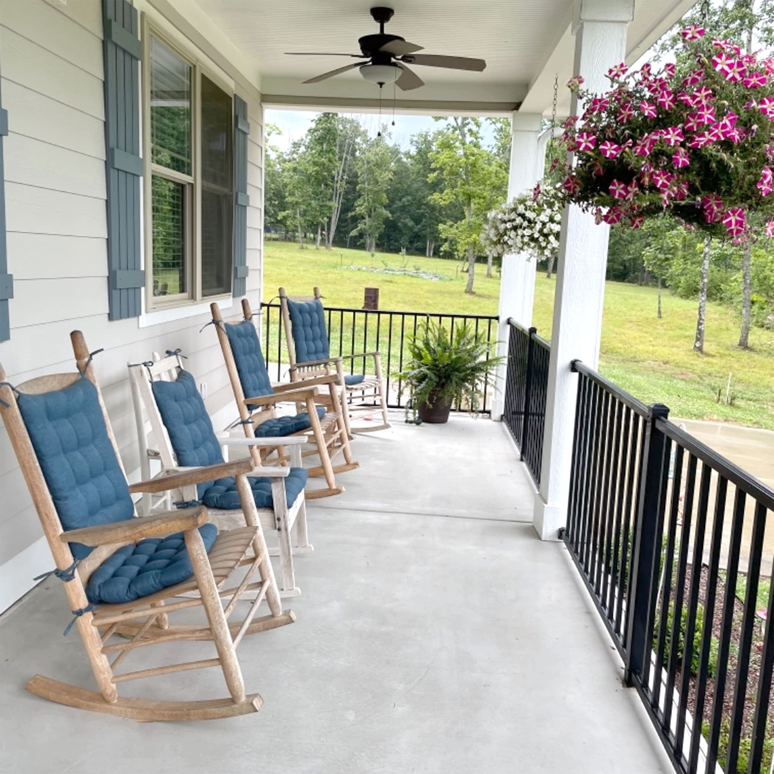 Rave Pacific Blue Porch Rocker Cushions - Extra-Large - Indoor-Outdoor, Fade Resistant, Weather Resistant - Latex Foam Fill Rock