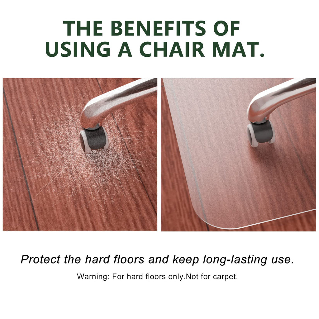 Futurhydro Chair Mat For Hardwood Floor, 45' X 53' Large Clear Easy Glide Large Computer Chair Mat, Plastic Rolling Chair Mat For Tile Floor And Gaming Floors (Rectangle)