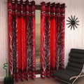 Home Sizzler 2 Piece Tree Panel Eyelet Window Curtains  5 Feet, Maroon