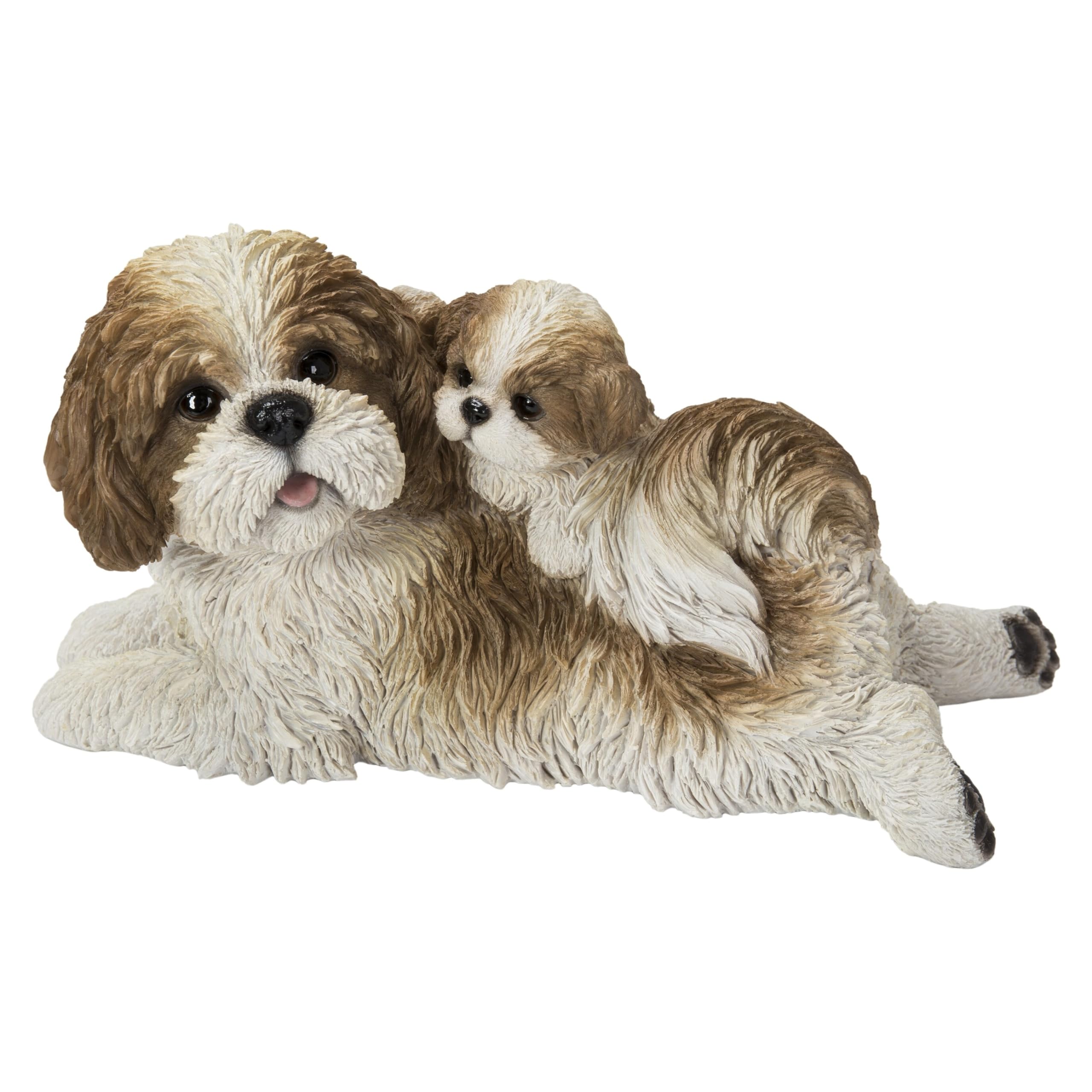 Hi-Line Gift Mother & Baby Shih Tzu, White And Brown