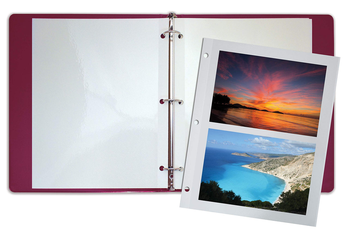Better Office Products 50 Count Photo Mounting Sheets, 11 X 9 Inches, Double-Sided, 3-Hole Punched, Refill Photo Album Sheets, R