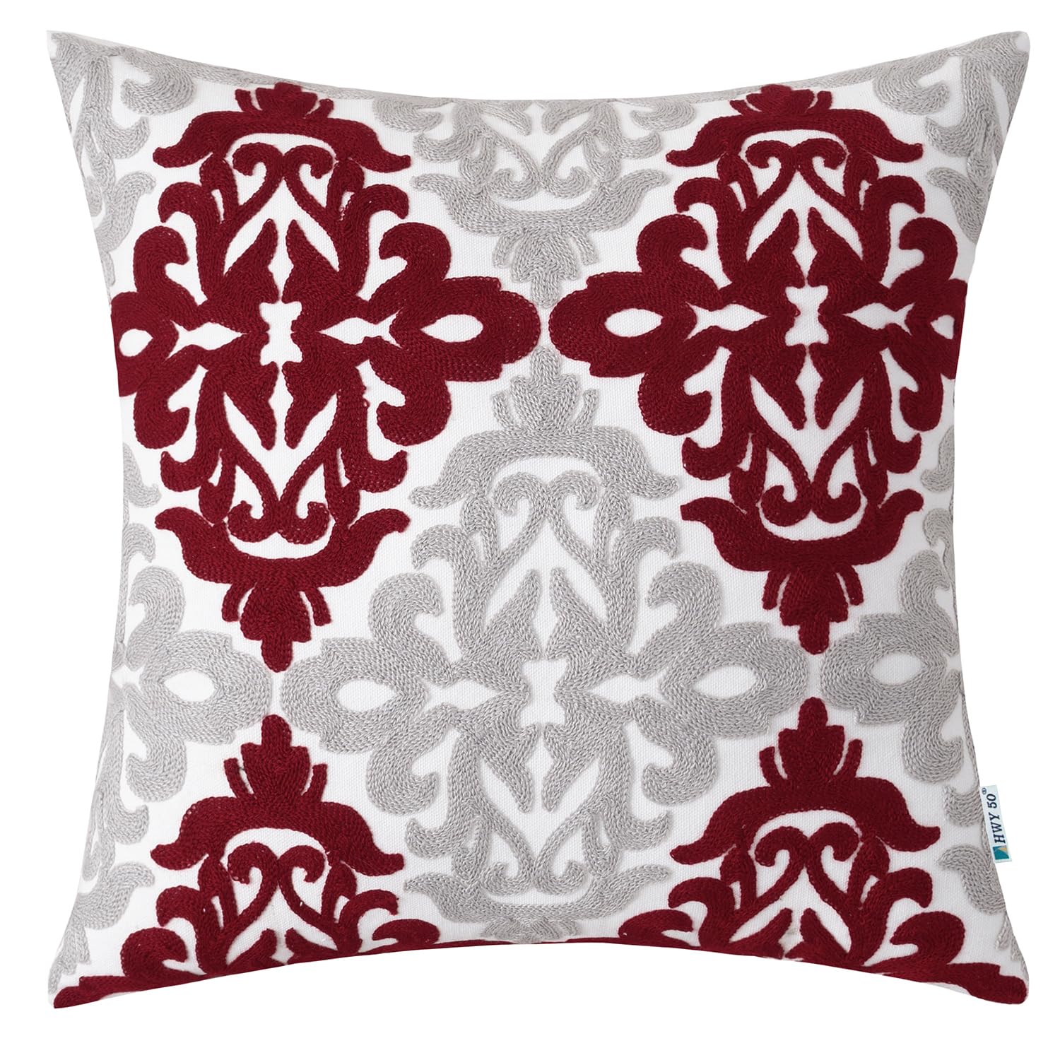 Hwy 50 Decorative Couch Throw Pillow Cover 18X18 Inch Embroidered Cotton Throw Pillows Case Cushion Covers For Bed Bedroom 1 Pie