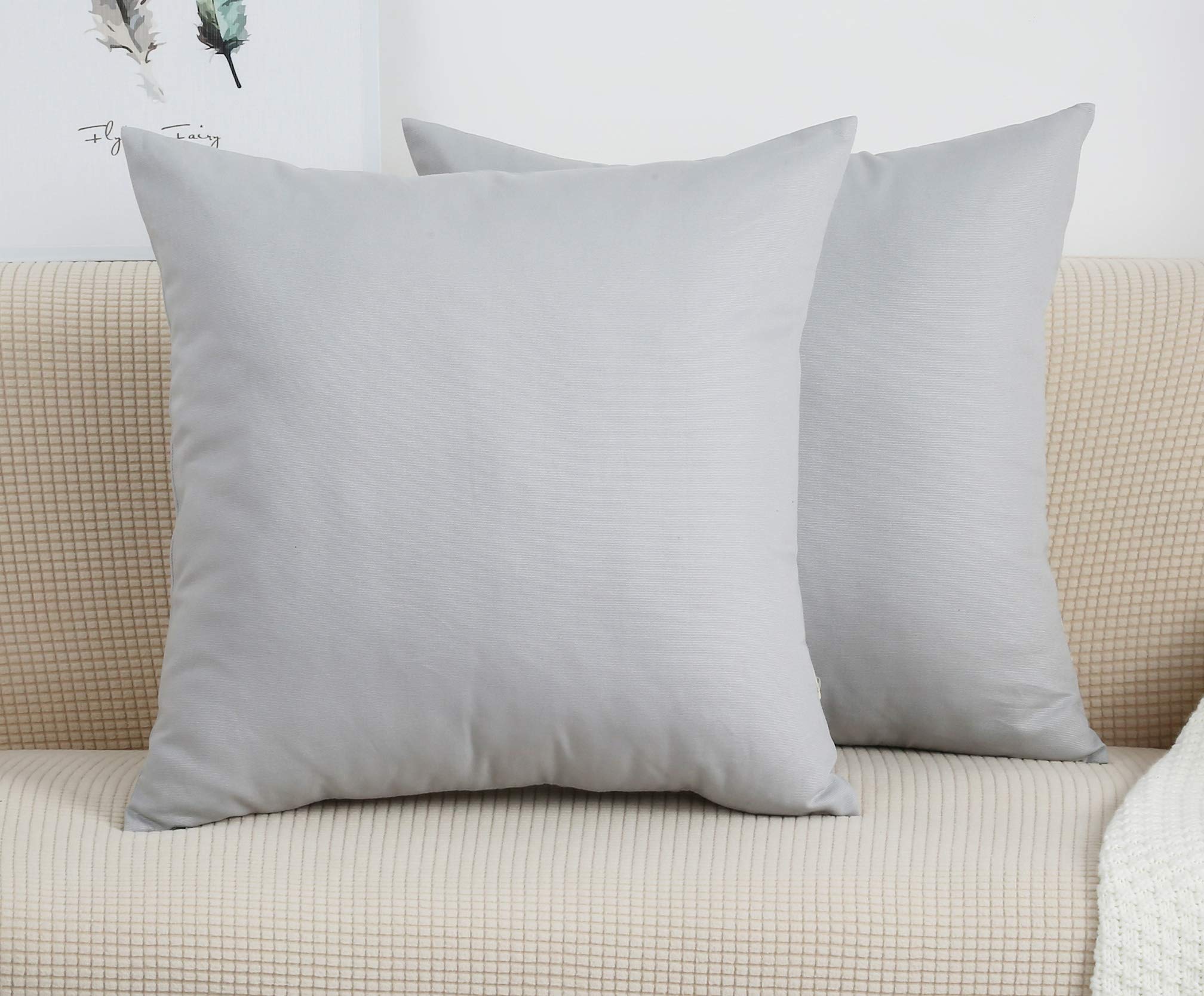 Tangdepot Handmade Decorative Solid 100% Cotton Canvas Throw Pillow Covers/Pillow Shams, (18'X18', Gray Stone)
