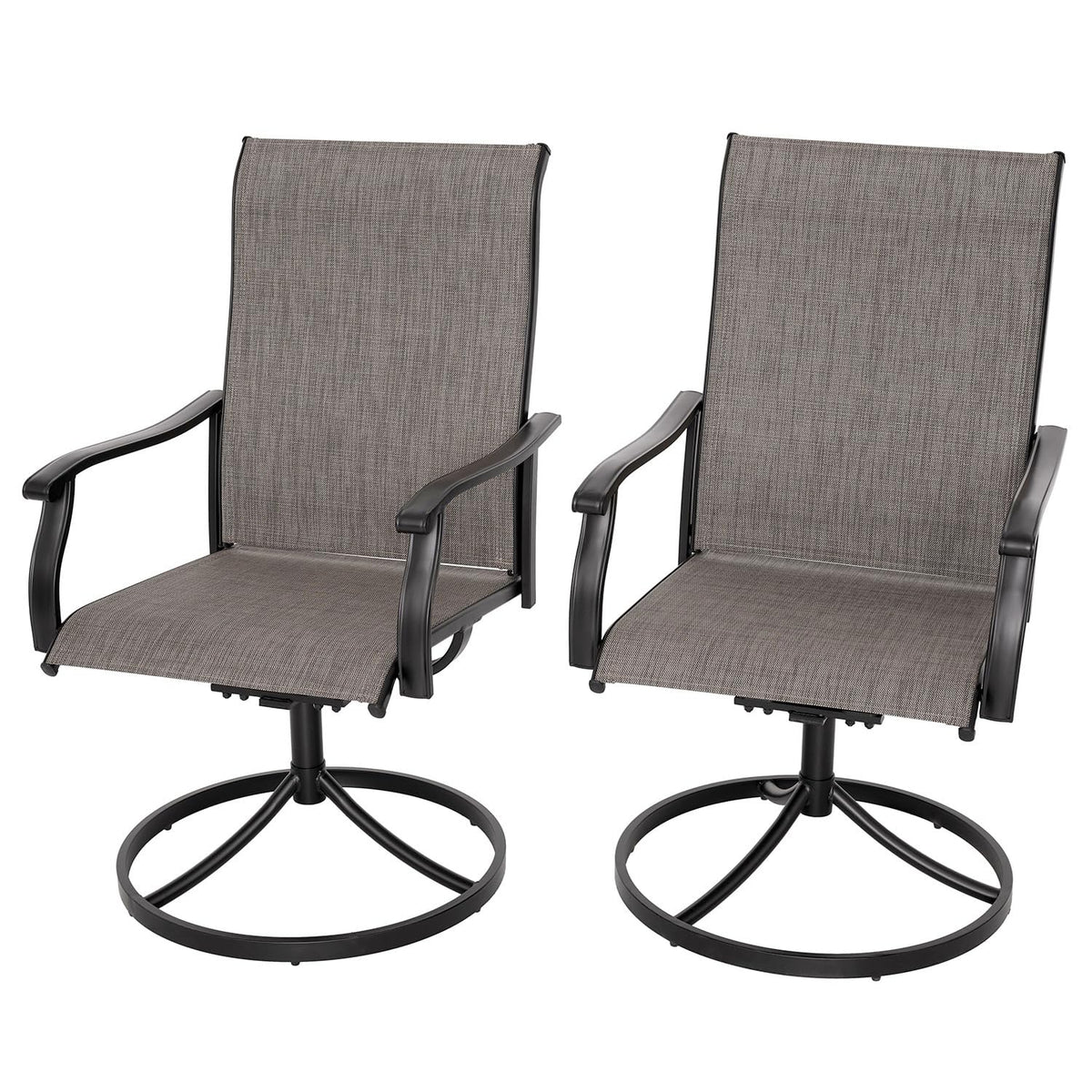 Nixtopia Textilene High Back Patio Swivel Dining Chairs With Armrest And Metal Frame For Garden Bistro Use Outdoor Chairs Set Of