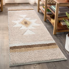 TANVILL Boho Bathroom Rugs Runner Non Slip Bath Mat Shaggy Soft Absorbent Long Bathroom Rug Large Carpet for Bathroom Shower Ent