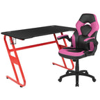Flash Furniture Red Gaming Desk and Chair Set, Pink