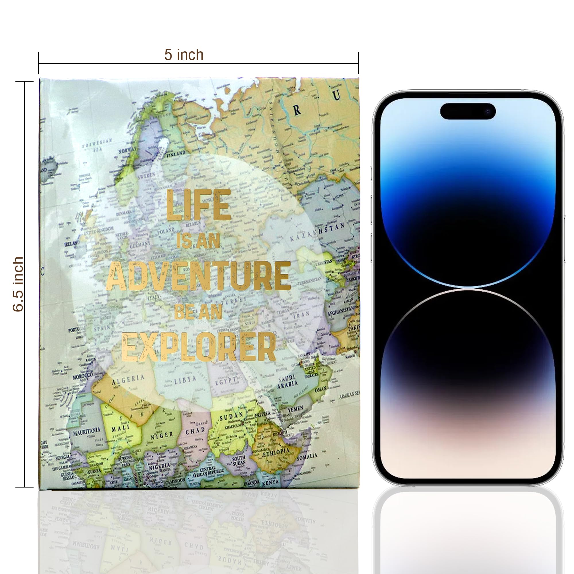 Holoary Photo Albums 4X6 100 Photos, Small Size 1 Picture Per Page, 100 Pockets 4''X6'', Printed Book Cover Old Map Adventure Tr