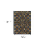 HomeRoots 510036 6 x 9 ft. Blue & Gold Oriental Power Loom Stain Resistant Rectangle Area Rug