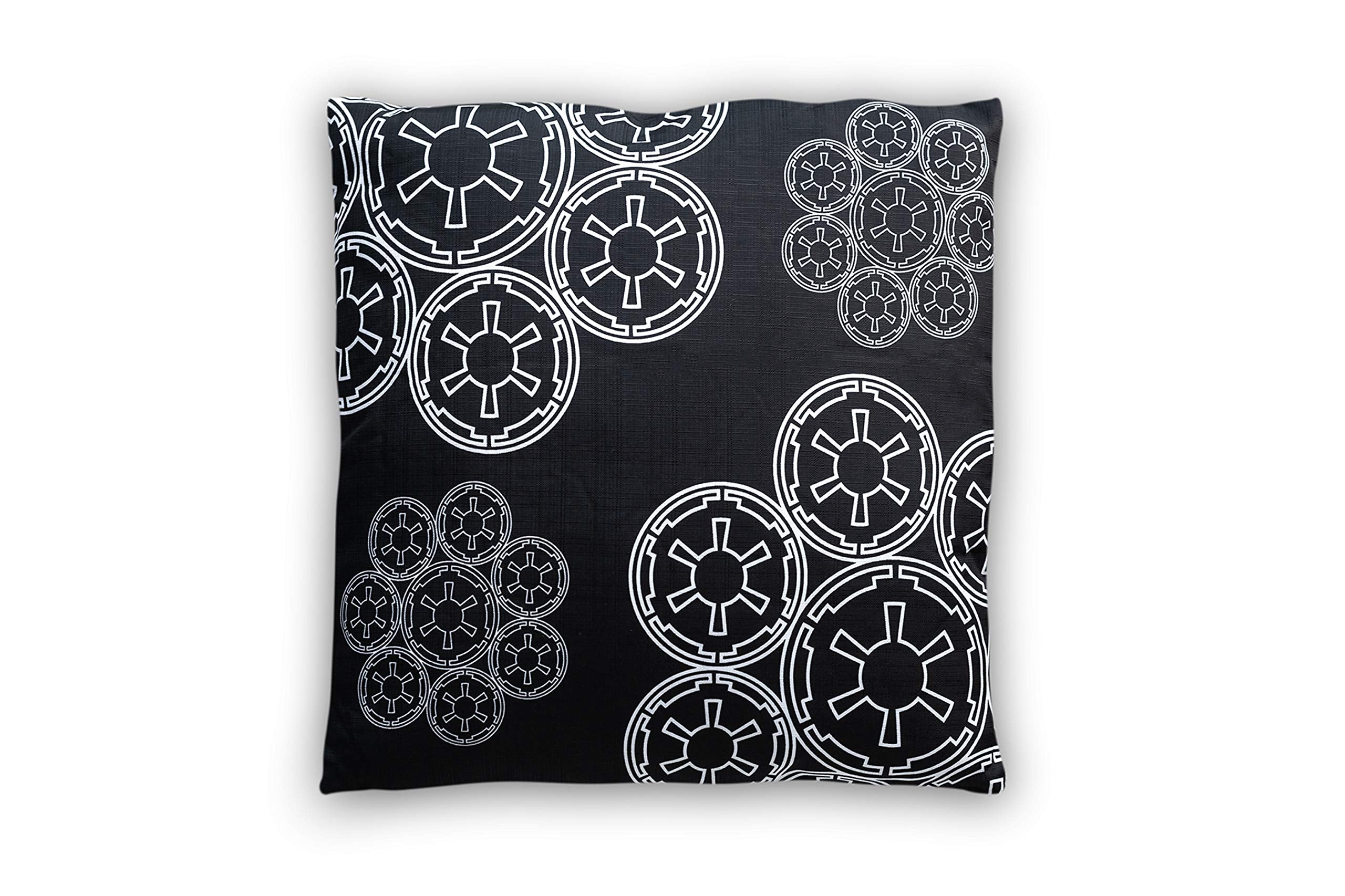 Star Wars Large Black Throw Pillow | White Imperial Symbol Cluster Design | Water & Fade Resistant Fabric For Indoor & Outdoor U