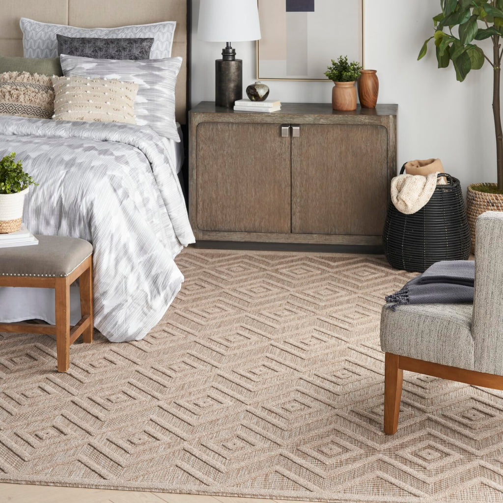 Nourison Versatile Indoor/Outdoor Natural Beige 8' X 10' Area Rug, Easy Cleaning, Non Shedding, Bed Room, Living Room, Dining Room, Deck, Backyard, Patio, High Traffic Area (8X10)