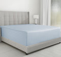 California Design Den Luxury Cotton Sateen Damask Stripe Fitted Queen Sheet Only - Soft 100% Cotton Sateen, Deep Pocket Bottom Fitted Sheet, Hotel Quality With A Foot Side Indicator - Light Blue