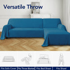 Purefit Geometric Jacquard Throw Sofa Cover - Textured Soft Washable Decorative Couch Covers For 3 Cushion Couch, Throw Cover With Tassels Furniture Protector For Pets, Kids (X-Large, Peacock Blue)