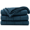 Recyco Cable Knit Navy Blue Throw Blanket Twin Size For Couch, Super Soft Warm Cozy Decorative Knitted Throw Blanket 3.6Lb For B
