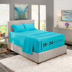 Nestl Extra Deep Pocket Sheets - Fits Mattress 18-24 Inches Deep, Extra Deep Pocket Queen Sheets Sets, 4 Piece Queen Size Sheets, Queen Sheets Deep Pocket, Bright Blue Sheets Queen
