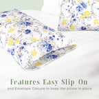 Elegant Comfort Ultra Soft Set Of 2 Floral Print Pillowcases - 1500 Premium Hotel Quality Microfiber, Soft And Smooth Envelope Closure 2-Piece Pillow Covers - Standard/Queen, Gold Jenna