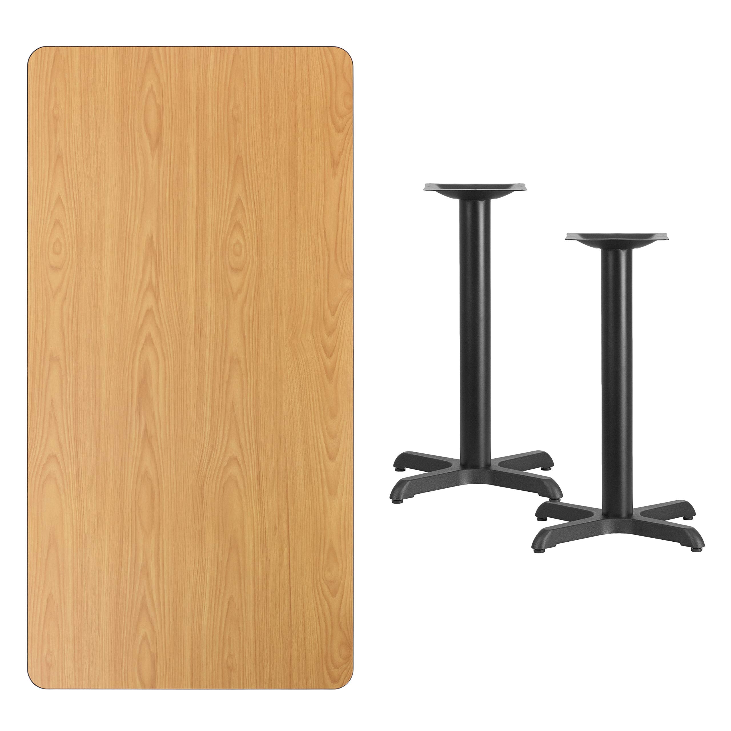 Flash Furniture Graniss 30'' x 60'' Rectangular Natural Laminate Table Top with 22'' x 22'' Table Height Bases
