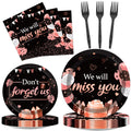 96pcs We Will Miss You Party Paper Plate and Napkin Farewell Party Decoration Going Away Party Disposable Tableware Set Black an