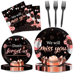 96pcs We Will Miss You Party Paper Plate and Napkin Farewell Party Decoration Going Away Party Disposable Tableware Set Black an