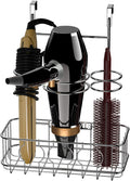 Simple Houseware Cabinet Door/Wall Mount Hair Dryer & Styling Tools Organizer Storage, Chrome