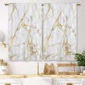 Laifzere Gold Marble Kitchen Curtains Golden Luxury Abstract Small Short Cafe Window Curtains White Modern Texture Ink Rod Pocke